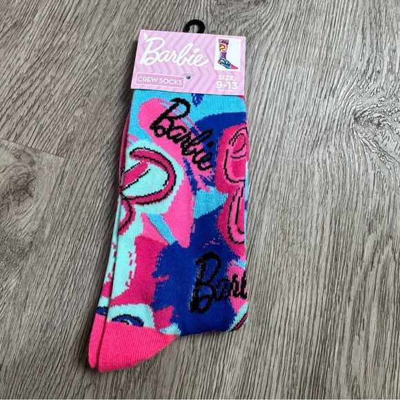 Barbie Other - 💕 Barbie Crew Socks | Size 9–13 | Bright Pink Blue Graphic Socks NWT